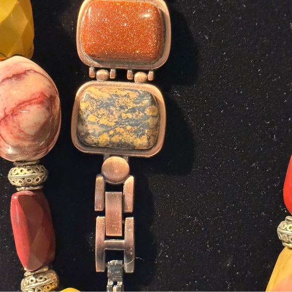 ladies Versales watch & necklace antique, natural polished rocks inlay in copper - Picture 11 of 14